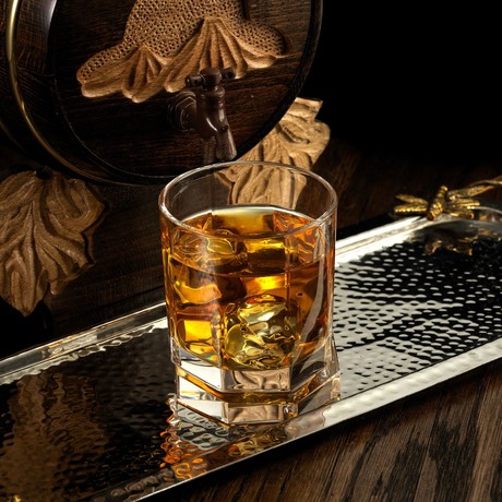 Aqua Vitae Collection // Set of 2 Octagon Whiskey Glasses // 10.5 oz