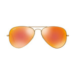 Unisex Aviator Large Sunglasses // Matte Gold + Brown Mirror Orange