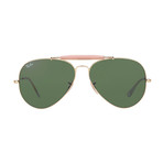 Unisex Aviator Large Sunglasses // Gold + Green