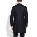 Shawl Lapel Thigh Length Coat // Black (M)