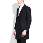 Shawl Lapel Thigh Length Coat // Black (M)