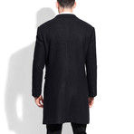 Notch Lapel Thigh Length Coat // Black (L)