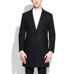 Shawl Lapel Thigh Length Coat // Black (M)