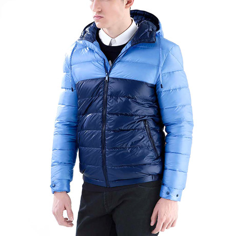 Colour Block Down Jacket // Blue (XS)