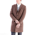 Notch Lapel Thigh Length Coat // Brown (L)