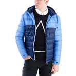 Colour Block Down Jacket // Blue (S)