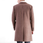 Notch Lapel Thigh Length Coat // Brown (L)