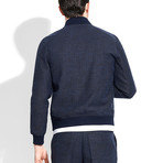 Sublime Texture Double Zipper Jacket // Navy (M)