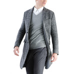 Notch Lapel Thigh Length Coat // Gray (L)