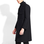 Buttoned Flap Coat // Black (XL)