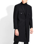 Buttoned Flap Coat // Black (XL)