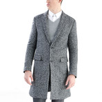 Notch Lapel Thigh Length Coat // Gray (L)