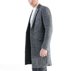 Notch Lapel Thigh Length Coat // Gray (L)