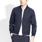 Sublime Texture Double Zipper Jacket // Navy (M)