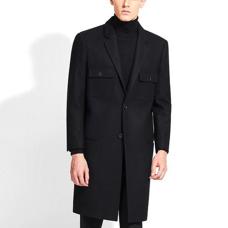 Buttoned Flap Coat // Black (XS)