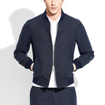 Sublime Texture Double Zipper Jacket // Navy (M)