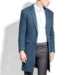 Notch Lapel Thigh Length Coat // Blue (XL)