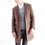 Notch Lapel Thigh Length Coat // Brown (L)