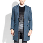 Notch Lapel Thigh Length Coat // Blue (XL)