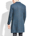 Notch Lapel Thigh Length Coat // Blue (XL)