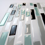 Metallic Turquoise Mosaic Glossy 3D Metro Sticker Tiles