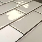 White Glossy 3D Metro Sticker Tiles
