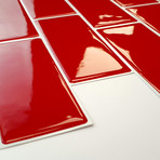 Cherry Red Glossy 3D Metro Sticker Tiles