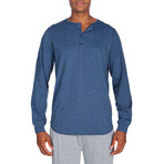 Unsimply Stitched // Super Soft Long-Sleeve Lounge Henley // Melange Medium Blue (2XL)