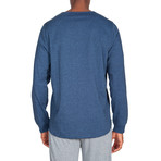 Unsimply Stitched // Super Soft Long-Sleeve Lounge Henley // Melange Medium Blue (L)