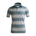 Winifred Polo Shirt // White + Faded Blue Striped (L)