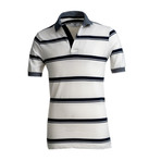 Aguilar Polo Shirt // White + Black Lines (S)