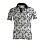 Malcolm Polo Shirt // White + Black Floral (3XL)