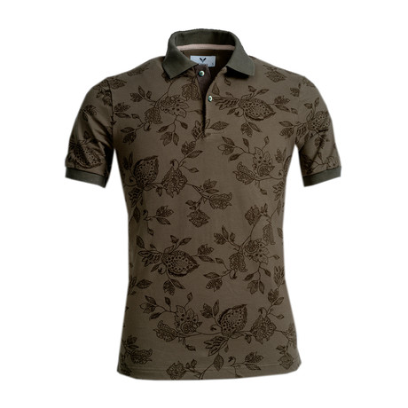 Tingey Polo Shirt // Army Green Floral (S)