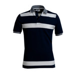 Dawson Polo Shirt // Navy Blue + White Lines (XL)