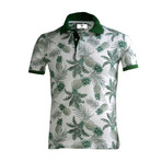 Abe Polo Shirt // White + Green Pineapples (S)