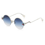 Fendi // Men's 0243S Round Sunglasses // Silver + Blue Gradient