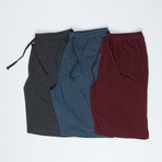 3 Pack Super Soft Lounge Short // Gray + Blue + Burgundy (S)