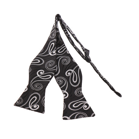 Self-Tie Bow Tie // Black + Silver Gray Swirls