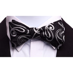 Self-Tie Bow Tie // Black + Silver Gray Swirls