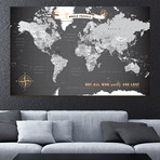 Modern Canvas World Push Pin Map // 60"W x 40"H
