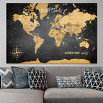 Canvas World Push Pin Map // Black // 60"W x 40"H