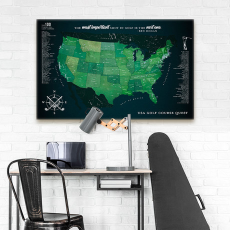 Modern Golf Canvas Map // 60"W x 40"H