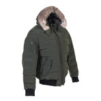 Men's Glace Bay Bomber Canadian Army Jacket + Frost Fox // Green + Gray (S)