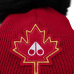 Women's Maple Leaf Beanie // Red + Olive