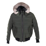 Men's Glace Bay Bomber Canadian Army Jacket + Frost Fox // Green + Gray (XL)