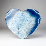 Banded Blue Agate Heart + Acrylic Display Stand // Version 1