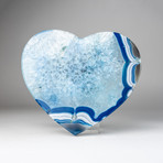 Banded Blue Agate Heart + Acrylic Display Stand // Version 2