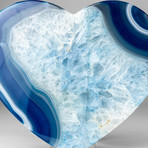 Banded Blue Agate Heart + Acrylic Display Stand // Version 1
