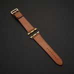 24K Gold Plated Custom Apple Watch Series 5 // Brown Leather Band + Gold Plated Buckle // 44mm