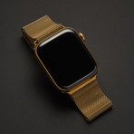 24K Gold Apple Watch Series 5 // Black Leather Band // 44mm (40 mm)